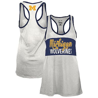 Women's Pressbox White/Navy Michigan Wolverines Tracy Racerback Tank Top