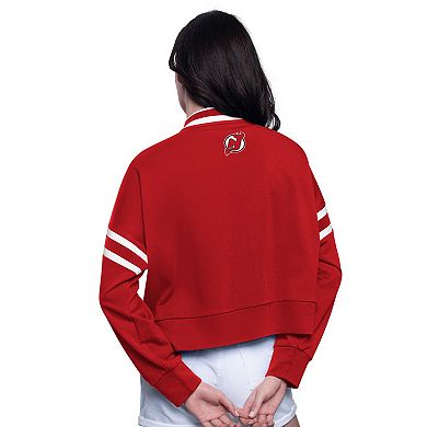 Women's Starter Red New Jersey Devils Power Play Cropped Pullover Sweatshirt