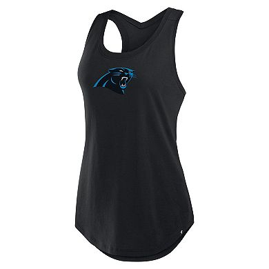 Women's Fanatics Black Carolina Panthers Iron Fan Tank Top