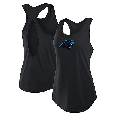 Women's Fanatics Black Carolina Panthers Iron Fan Tank Top
