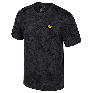 Men's Colosseum Black Iowa Hawkeyes Floral Printed T-Shirt