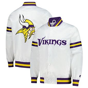 Men's Starter White Minnesota Vikings Scout Full-Snap Varsity Jacket