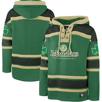 Men's '47 Kelly Green New York Islanders St. Patrick's Day McLucky Superior Lacer Pullover Hoodie