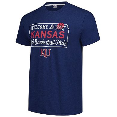 Unisex Charlie Hustle Navy Kansas Jayhawks Basketball State Tri-Blend T-Shirt
