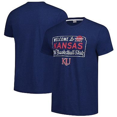 Unisex Charlie Hustle Navy Kansas Jayhawks Basketball State Tri-Blend T-Shirt