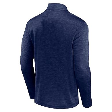 Men's Fanatics Heather Navy Milwaukee Brewers Fundamentals Quarter-Zip Pullover