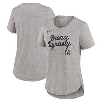Women's Nike Heather Gray New York Yankees Script Tri-Blend T-Shirt