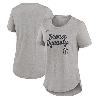 Women's Nike Heather Gray New York Yankees Script Tri-Blend T-Shirt
