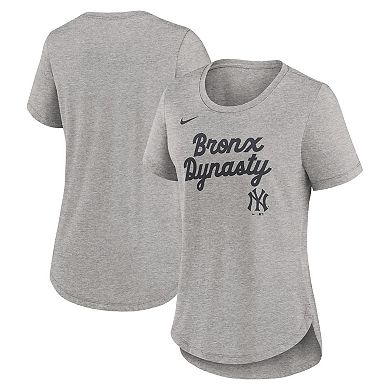 Women's Nike Heather Gray New York Yankees Script Tri-Blend T-Shirt