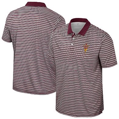 Men's Colosseum Maroon Arizona State Sun Devils Striped Polo