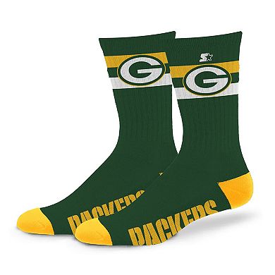 Unisex Starter Green Bay Packers Team Color Two-Stripe Crew Socks