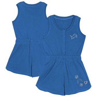 Girls Toddler Blue Detroit Lions Super Girl Romper