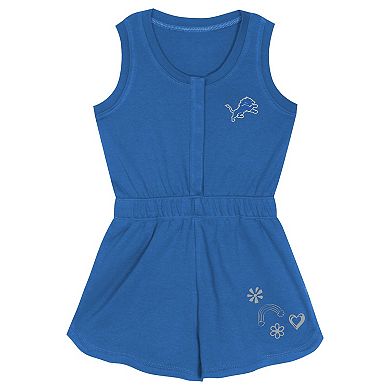 Girls Toddler Blue Detroit Lions Super Girl Romper