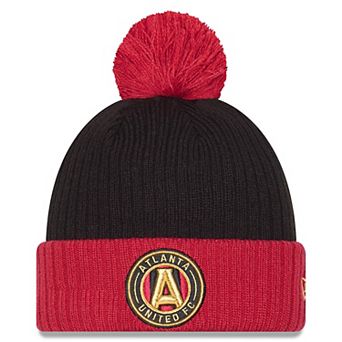 Men's New Era Black/Red Atlanta United FC 2025 Jersey Hook Cuffed Knit Hat with Pom