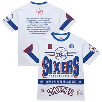 Unisex Mitchell & Ness White Philadelphia 76ers Hardwood Classics Vintage Team Origins Premium T-Shirt