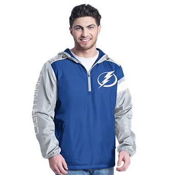 Men's G-III Sports by Carl Banks Blue/Gray Tampa Bay Lightning Lateral Half-Zip Hoodie Jacket