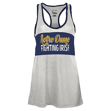 Women's Pressbox White/Navy Notre Dame Fighting Irish Tracy Racerback Tank Top