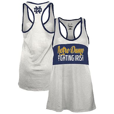 Women's Pressbox White/Navy Notre Dame Fighting Irish Tracy Racerback Tank Top
