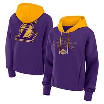 Women's Fanatics Purple Los Angeles Lakers Post Up Boxy Pullover Hoodie