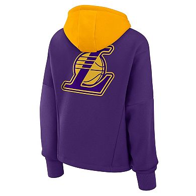 Women's Fanatics Purple Los Angeles Lakers Post Up Boxy Pullover Hoodie