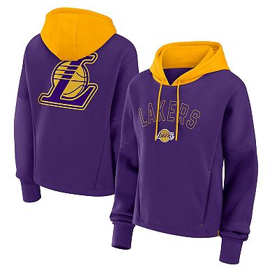 Women's Fanatics Purple Los Angeles Lakers Post Up Boxy Pullover Hoodie