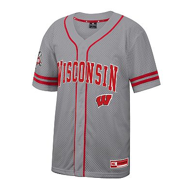 Men's Colosseum Gray Wisconsin Badgers Free Spirited Baseball Jersey