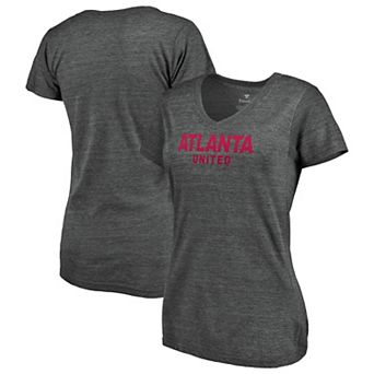 Women's Fanatics Charcoal Atlanta United FC Wordmark V-Neck Tri-Blend T-Shirt
