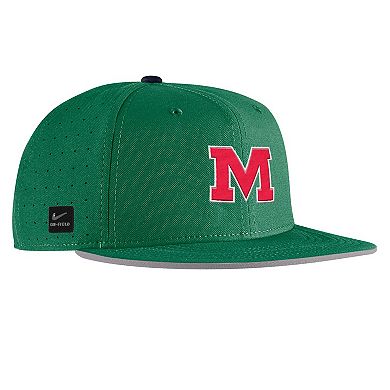 Men's Nike Green Ole Miss Rebels On-Field Baseball Performance Fitted Hat