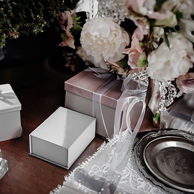 6 Pack Magnetic Gift Boxes with Lids 9.5x7x4" Bridesmaid Proposal Box, Rose Gold