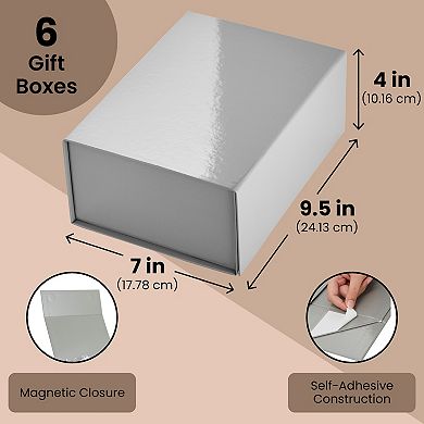 6 Pack Magnetic Gift Boxes with Lids 9.5x7x4" Bridesmaid Proposal Box, Rose Gold