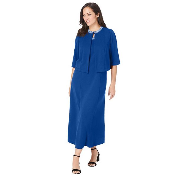 jessica london plus size women's 2-piece beaded jacket dress Jessica London 2-Piece Beaded Jacket Dress