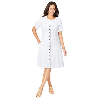 Jessica London Women's Plus Size Button Front Denim Dress