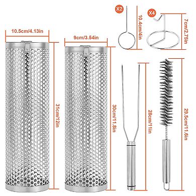 2 Pack Round Hole Rolling Grilling Baskets