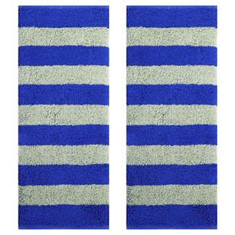 2 Pack Striped Cotton Hand Towel Set, Soft Absorbent Hand Towels for Bathroom, Camping