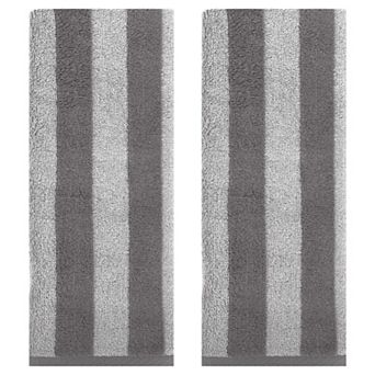 2 Pack Striped Cotton Hand Towel Set, Soft Absorbent Hand Towels for Bathroom, Camping