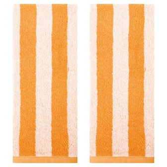 2 Pack Striped Cotton Hand Towel Set, Soft Absorbent Hand Towels for Bathroom, Camping