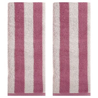 2 Pack Striped Cotton Hand Towel Set, Soft Absorbent Hand Towels for Bathroom, Camping
