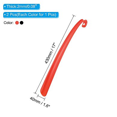 17inch Shoe Horn Set, 2Pcs Plastic Curved Handle Shoe Helper, Shoe Horn Sets