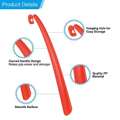 17inch Shoe Horn Set, 2Pcs Plastic Curved Handle Shoe Helper, Shoe Horn Sets