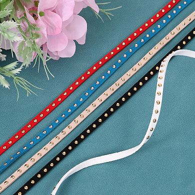 10 Yards Faux Leather Suede Cord with Rivet, 5mm Studded Microfiber Leather String Rope