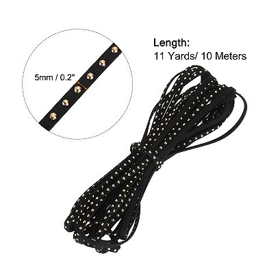 10 Yards Faux Leather Suede Cord with Rivet, 5mm Studded Microfiber Leather String Rope