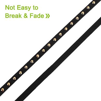 10 Yards Faux Leather Suede Cord with Rivet, 5mm Studded Microfiber Leather String Rope