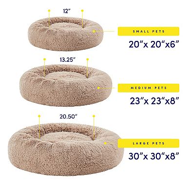Sweet Home Round Soft Faux Fur Donut Pet Bed