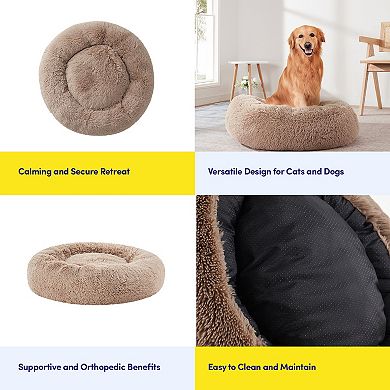 Sweet Home Round Soft Faux Fur Donut Pet Bed