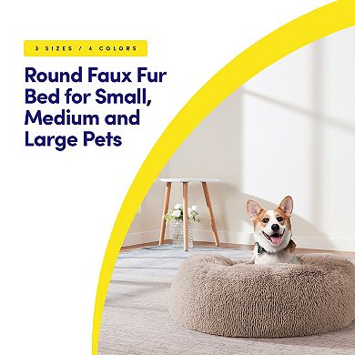 Sweet Home Round Soft Faux Fur Donut Pet Bed