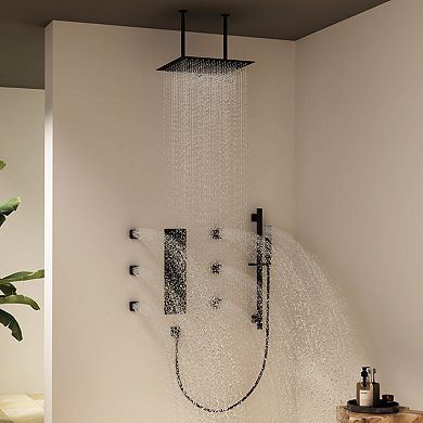 Mondawe 3 Functions 16 Inch Ultra Thin Luxury Thermostatic Shower System (Valve Included)
