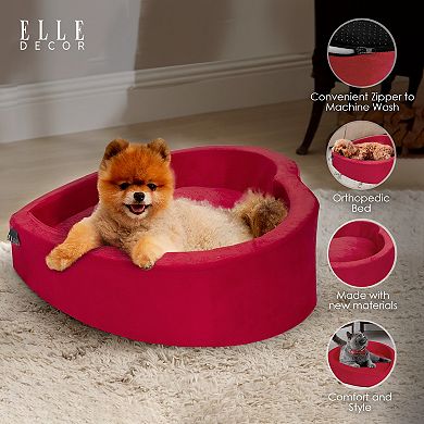 ELLE Orthopedic Heart-Shaped Pet Bed