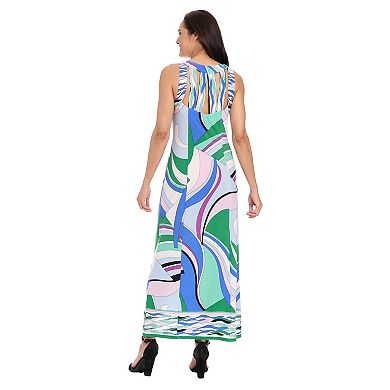 Women's London Times Slit Hem Maxi Dress with Lattice Back