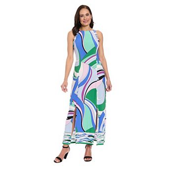 Women's London Times Slit Hem Maxi Dress with Lattice Back