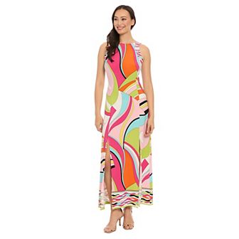 Women's London Times Slit Hem Maxi Dress with Lattice Back